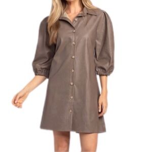 Cobblestone Living Faux Leather Beige Simonetta Dress Small NWT